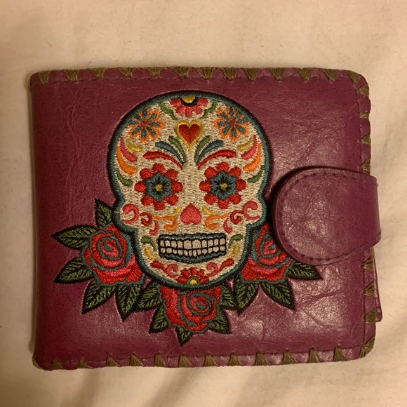 Embroidered Sugar Skull Wallet - Picture 1 of 5